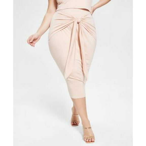 MSRP $89 Nina Parker Women Trendy Plus Size Tie-Front Midi Skirt Size 0X