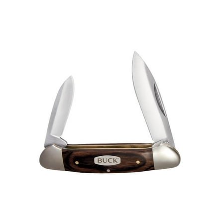 Buck Knives 0389BNSWM Canoe Folding Multi-Blade Pocket Knife, Brown Jigged Bone Handle, Clam