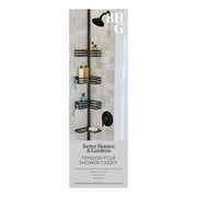 Better Homes & Gardens Matte Black Rust-Resistant Tension Pole Shower Caddy with 3 Adjustable Baskets