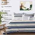 thumbnail image 3 of 3 Piece Navy Blue Khaki Striped Duvet Cover Set Twin Size, Microfiber Comforter/Quilt Cover with Corner Ties and 2 Pillowcases, Gradient Horizontal Lines All Season Soft Bedding with Zipper Closure, 3 of 8