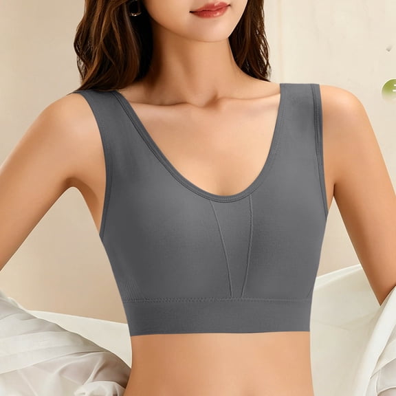 Gamivast Seamless Sports Bras for Women Breathable Soft Wirefree Sports Bra Supportive High Impact Shockproof Running Gym Yoga Workout Fitness Bralettes Gray Free Size