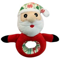 Holiday Time Santa Teething Ring Dog Toy with Squeaker, 6.5"