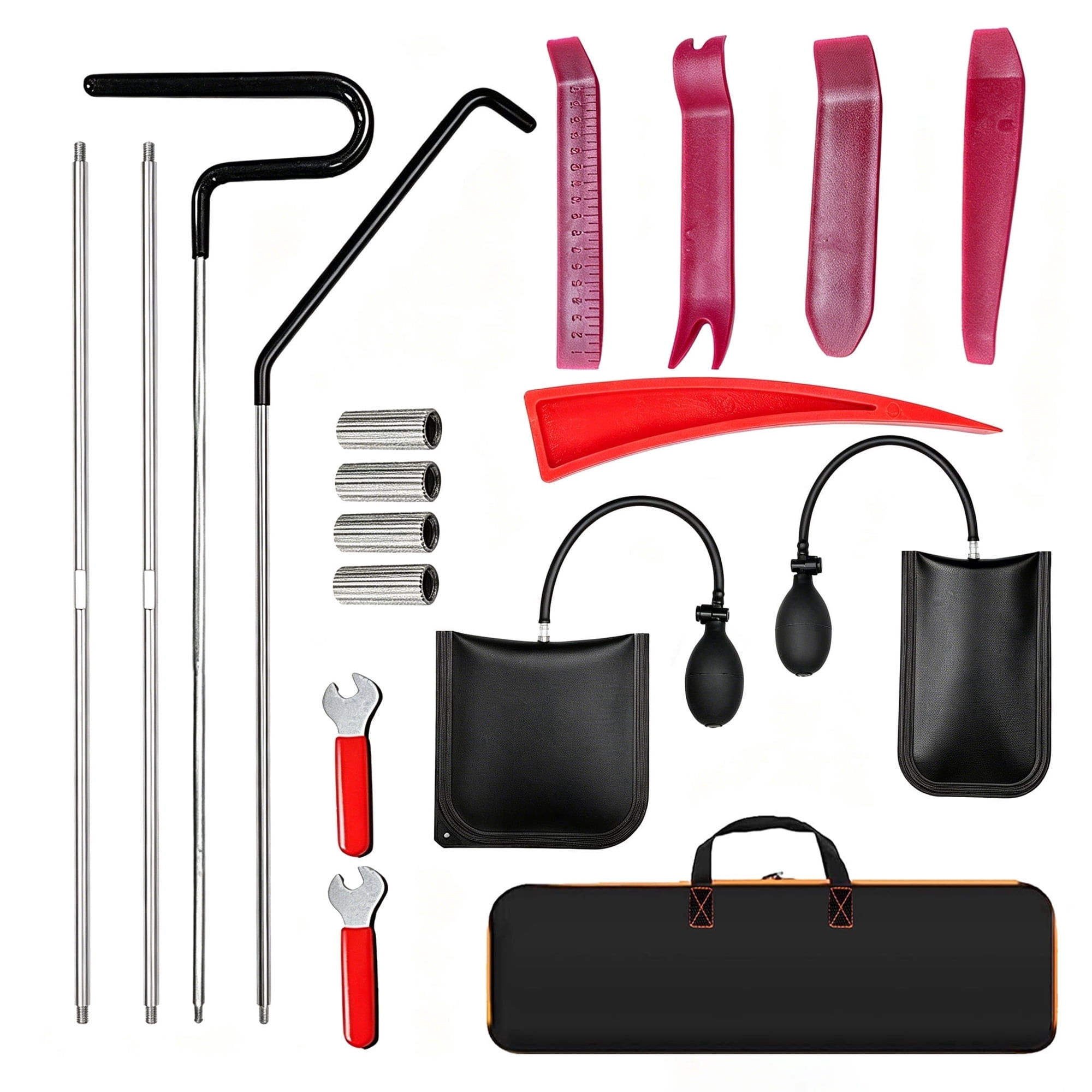 HUWAIGOU 18-piece car unlocking tools, made of stainless steel, suitable for General Door Opening Kits and Long-handled Manual Tool Repair Kits