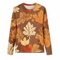 thumbnail image 4 of Women's Plus Size Long Sleeve T Shirt Maple Leaf Graphic Athletic Crewneck Fall Tops Quick Dry Loose Sweatshirt (5XL, Brown), 4 of 4