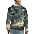 thumbnail image 7 of Lsque Space White Horse Pattern Casual Women's Hoodie,Hooded Sweatshirt with Kangaroo Pocket,Pullover Hoodie with Eye-catching Drawstrings-Small, 7 of 7