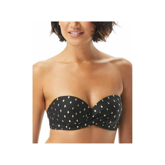Coco Reef Womens Printed Underwire Swim Top Separates Black 32/34C