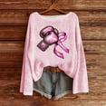 thumbnail image 5 of Craaazy Women's Fashion Breast Cancer Awareness Prints Shirts Round Neck Long Sleeve Pullover Knitted Tops Gifts, 5 of 5