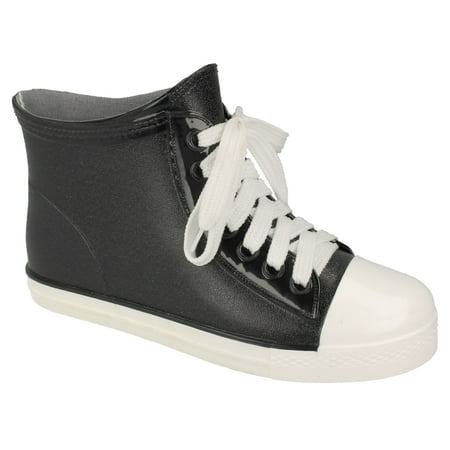 

Spot On Womens Baseball Style Lace Up Ankle Wellington Boots