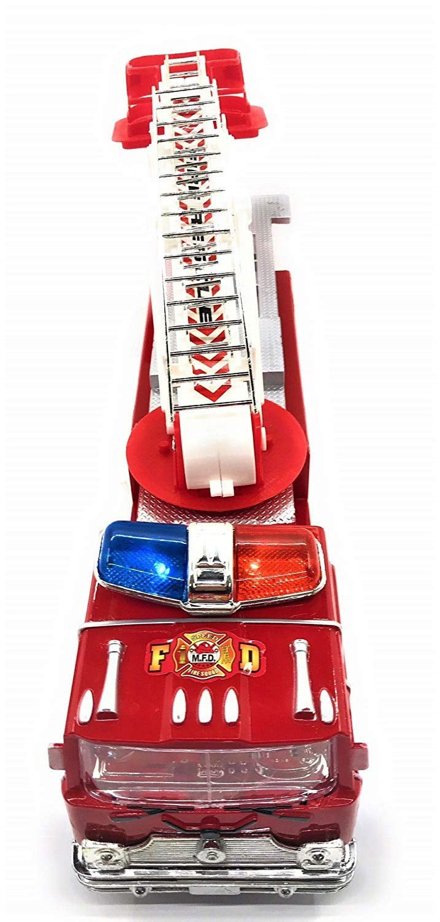 USToyOutlet Heroes To The Rescue Fire Engine Truck with Extending Ladder & Lights & Siren Sounds Bump & Go Action - Red