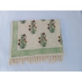 thumbnail image 5 of Handmade Block Print Cotton Throw Blanket with Tassels – Beige Boho Floral Couch Throw – Farmhouse Decorative Sofa Blanket, 5 of 9