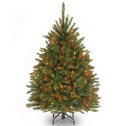 National Tree Company Pre-Lit Artificial Mini Christmas Tree, Green, Dunhill Fir, Multicolor Lights, Includes Stand, 4 Feet