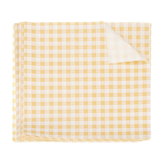 Uxcell 100pcs Square Checkered Wax Paper Sheets 7.09" x 7.09" for Sandwich Baking Paper, Yellow