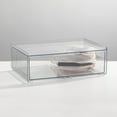 thumbnail image 3 of mDesign Plastic Wide Stacking Closet Storage Organizer, Drawer, 4 Pack, Clear, 3 of 9