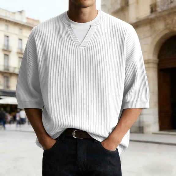 XUANTAOO Mens Tshirt Short Sleeve Corduroy Crewneck Henley Shirt Basic Grey Tee Shirts Mens Summer Shirts