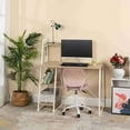 thumbnail image 6 of Pink Swivel Vanity Stool with Back, Adjustable Height and Wheels, Padded Seat, 6 of 7