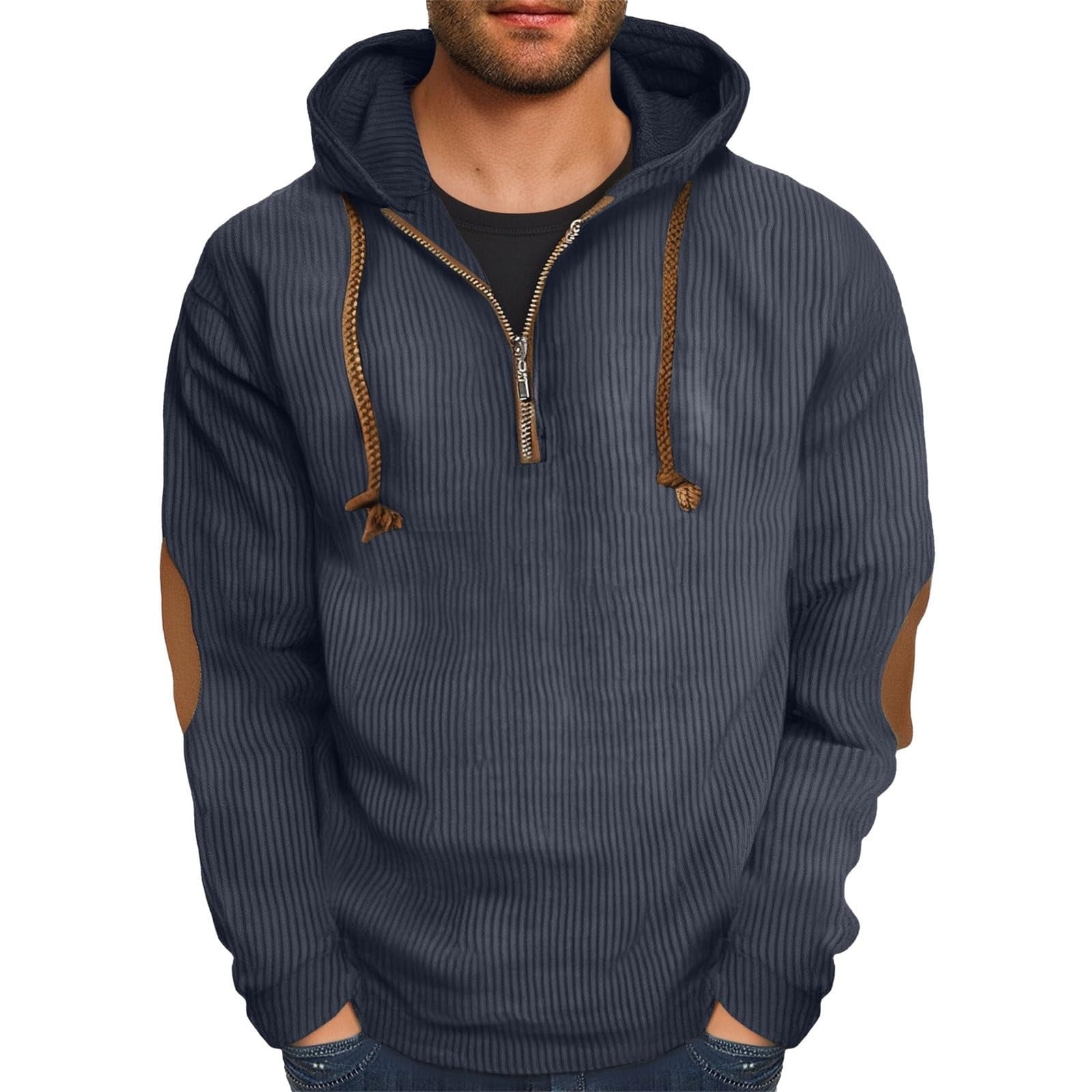 SGFCWSX Mens 1/4 Zip Pullover Hoodies Men Corduroy Vintage with