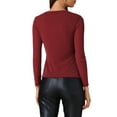 thumbnail image 3 of INSPIRE CHIC Women's Shiny Glitter Top Sheer Mesh Party Club Long Sleeve Top XS Burgundy, 3 of 6
