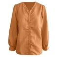 thumbnail image 4 of Blusa de manga larga con cuello en V y volantes para mujer - Camisa elegante con encaje floral y botones, 4 of 4