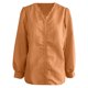 thumbnail image 4 of Blusa de manga larga con cuello en V y volantes para mujer - Camisa elegante con encaje floral y botones, 4 of 4