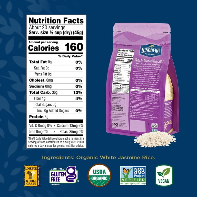 Lundberg, Organic California White Jasmine Gourmet Rice, 32 oz