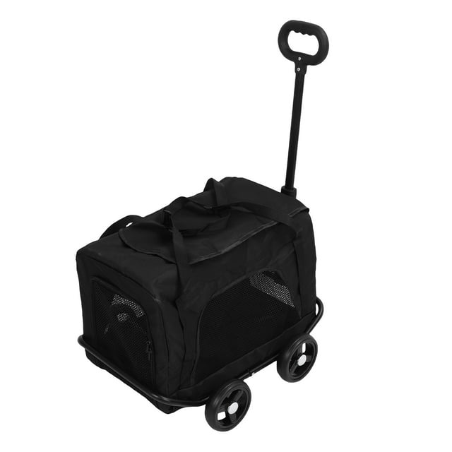 Transporteur pour Animaux avec 4 Roues, Transporteur pour Chien Roulant avec Poignée Télescopique, Petite Cage de Voyage Portable pour Camping et Voyage en Avion