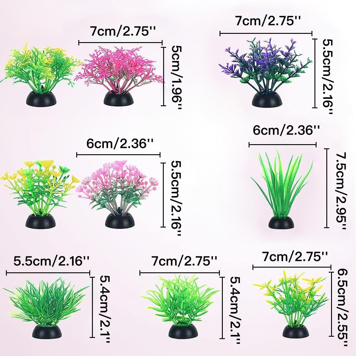 Artificial Aquarium Plants, Fish Tank Decorations, Cherry Blossom Simulation Aquatic Grass Plastic Grass Pine Tree Combination