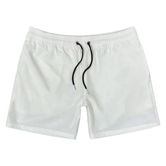 Gibobby Men's Swim Trunks Hawaiian Bathing Mesh Lining Suit Swimsuits Beach Shorts with Pockets Men's Beach Shorts Swim Shorts(S,White)