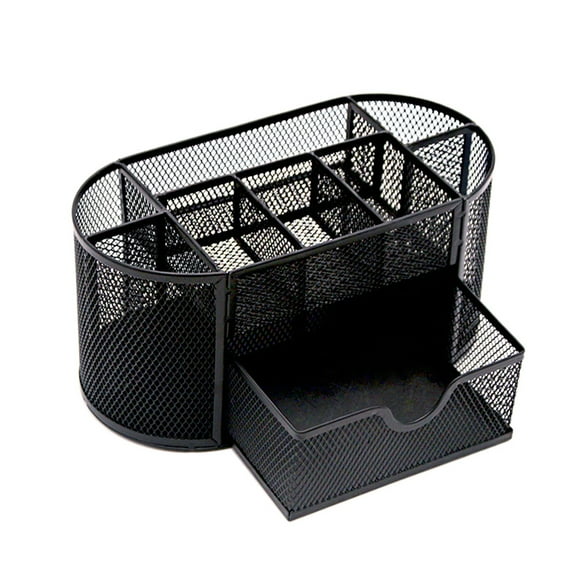 Milue Black Desk Organizer Mesh Metal Durable Desk Organizer Makeup Brush Holder