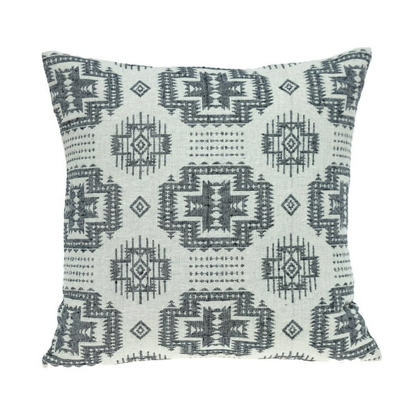 Parkland Collection Sima 16x16" Tribal Cotton Throw Pillow in Beige/Gray