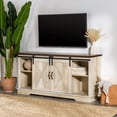 thumbnail image 2 of Woven Paths Sliding Farmhouse Barn Door TV Stand for TVs up to 65", White Oak/Brown, 2 of 18