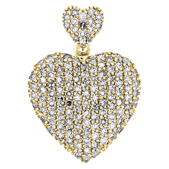 10K Yellow Gold Ladies Round Cut Diamond Heart Ash Holder Charm Pendant .75 Ct.