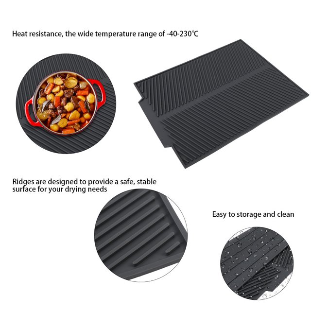 Alfombrilla de Secado de Platos para Encimera de Cocina Almohadilla de Secado de Platos Grande de Silicona Fácil de Limpiar Antideslizante Resistente Al Calor Alfombrilla de ANGGREK Otros
