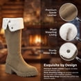 thumbnail image 3 of BLISSFUL STEP Women's Over Knee Thick Platform Shoes Side Zipper Winter Thigh High Boots Khaki-Fleece 8, 3 of 5
