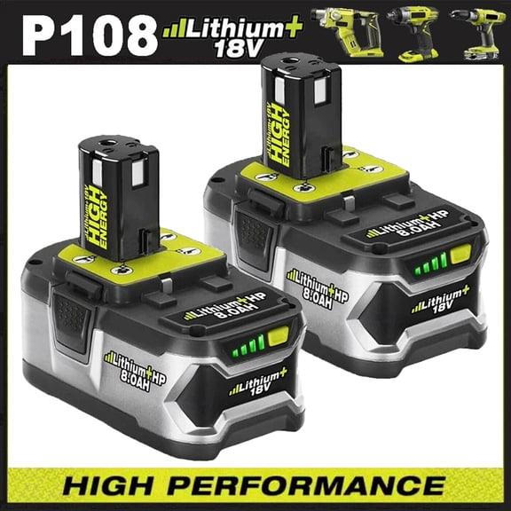2PACK For RYOBI P108 18V 8.0Ah High Capacity Battery 18Volt Lithium-Ion Battery
