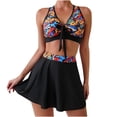 thumbnail image 4 of Jacenvly Women Tankini Set Two Piece Clearance Fashion Sleeveless Swimsuit Contrast Color Halter Neck Surfing Swimwear Skin-Friendly Women'S New Split Swimsuit Casual Bikini Swimsuit Black, 4 of 10