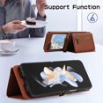 thumbnail image 4 of ELEHOLD Case for Samsung Galaxy Z Flip 6, Zipper Leather Wallet Crossbody Case with Detachable Ring Kickstand & Card Slots,Coffee, 4 of 9