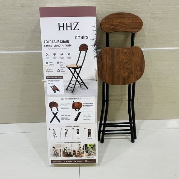HHZ Chairs,Folding Bar Stools, 24-inch Kitchen Counter Height Stools with Backrest, Portable Bar Chairs for Home Kitchen Island Breakfast, No Assembly