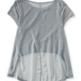thumbnail image 2 of Aeropostale Womens Sheer Tux Hem Basic T-Shirt, Grey, Juniors, Medium, 2 of 2