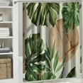 thumbnail image 6 of Orinice Boho Tropical Shower Curtain Sage Green Botanical Shower Curtain Mid Century Abstract Sun Palm Leaf Shower Curtain Boho Art Decor Shower Curtain with 12 Hooks， 69x72, 6 of 7