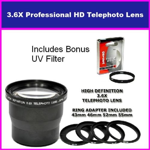 3.5X HD Professional Telephoto lens For Panasonic Lumix DMC-FZ18 DMC-FZ28 DMC-FZ35 FZ35K Includes Bonus 72MM Protective UV Filter & Tube Adapter