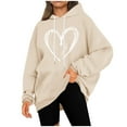 thumbnail image 5 of WRKEKC Sweatshirts for Women Winter Heart Print Casual Loose Hooded Sweatshirt with Pocket Drawstring Long Sleeve Fall Outerwear, 5 of 5