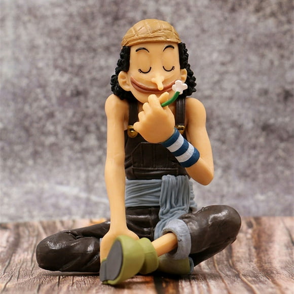 One Piece Anime Usopp Smell Flowers Sitting Posture Action Figure Model Dolls Collection Children‘s Gift Desktop Decoration