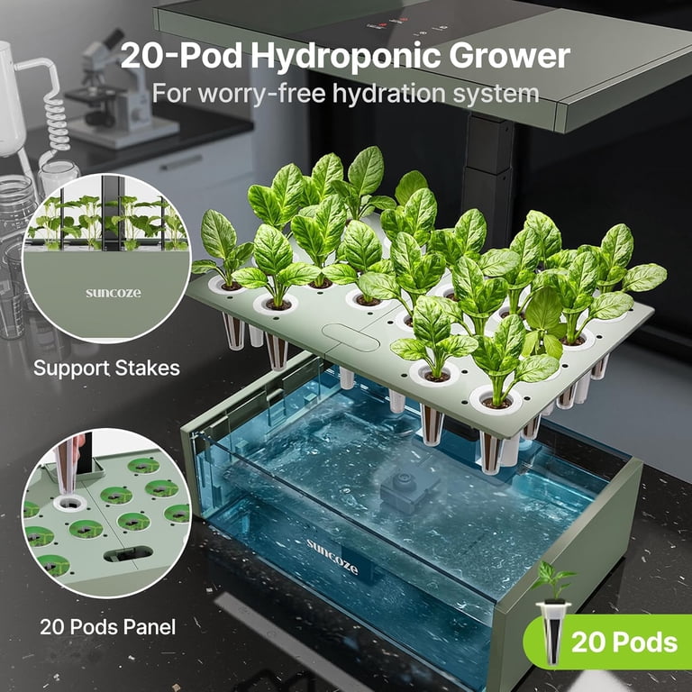 Adjustable LED Grow Light Smart Indoor Hydroponics Growing System - 15 ...