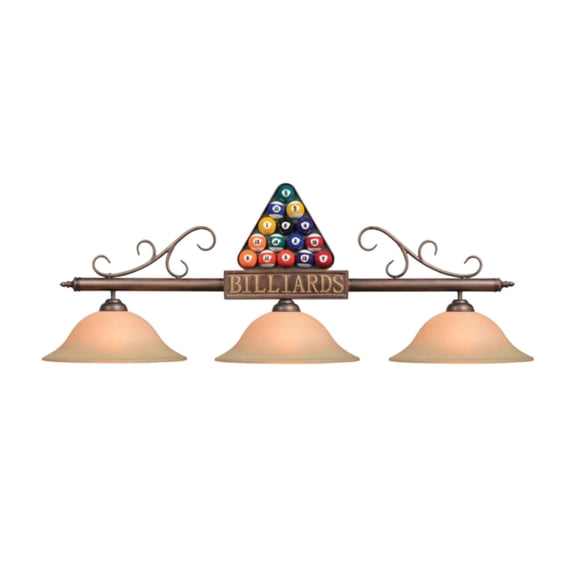 Traditional Style 56" Racked 3-Light Billiard Pendant Fixture with Glass Shades