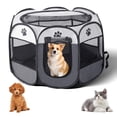 thumbnail image 1 of Parque para mascotas corral portátil plegable ocho esquinas seguro resistente para medianas y grandes mascotas gris 91 x 91 x 58 cm, 1 of 6