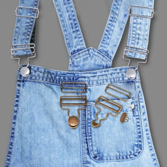 ETHZZLE 8Sets Assorted Color Overall Clips Metal Buckles Adjustable Strap Fasteners