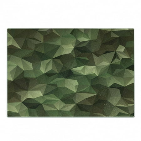 

Sage Cutting Board Geometric Fractal Shapes Triangles Camouflage Inspired Form Poly Effect Decorative Tempered Glass Cutting and Serving Board Small Size Brown and Green by Ambesonne
