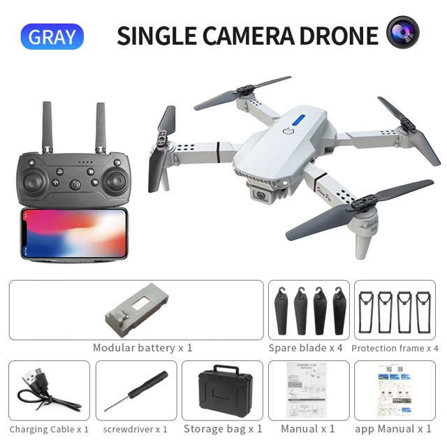 Dron plegable E88Pro 4K WIFI FPV, helicóptero RC de Grado Profesional, gran angular de 1080P, cámara Dual HD, soporte de altura, juguete de regalo