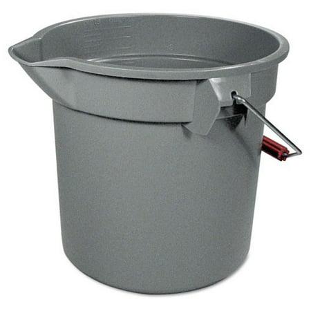 Rubbermaid Commercial 14 Quart Round Utility Bucket, Plastic, Gray, 12" dia