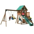thumbnail image 4 of Swing-N-Slide Willows Peak Wooden Backyard Swing Set with Wave Slide, Swings, Glider Swing, and Rock Climbing Wall, 4 of 6
